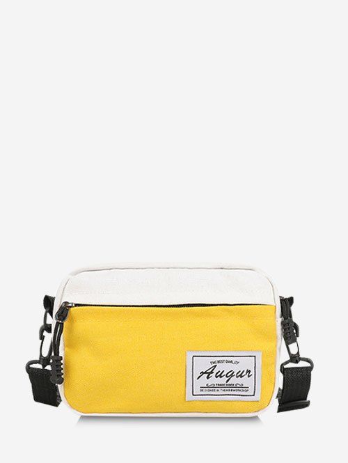 Sac à Bandoulière en Blocs de Couleurs Jointif en Canevas - Jaune Soleil 