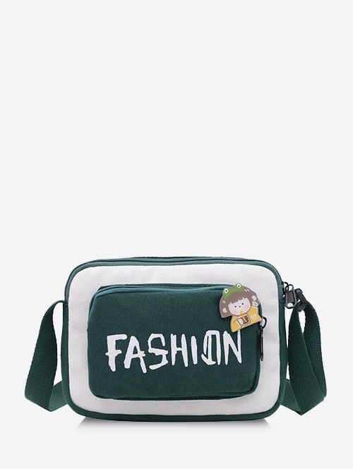 Sac Bandoulière en Toile à Imprimé Lettres - Blanc Lait 