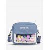 Sac à Bandoulière Transparent en Blocs de Couleurs avec Poche à Pompon - Bleu 