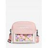 Sac à Bandoulière Transparent en Blocs de Couleurs avec Poche à Pompon - Rose 