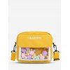 Sac à Bandoulière Transparent en Blocs de Couleurs avec Poche à Pompon - Jaune Soleil 