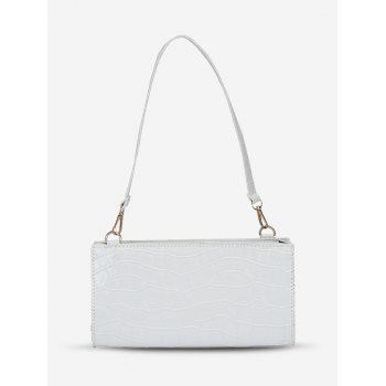 

Croc Embossed Solid Color Shoulder Bag, Milk white