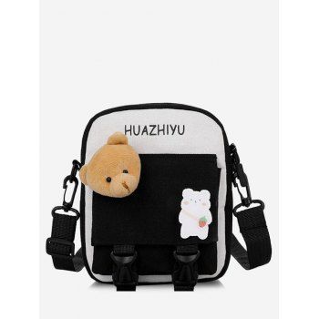 

Contrast Color Cartoon Animal Crossbody Bag, Black