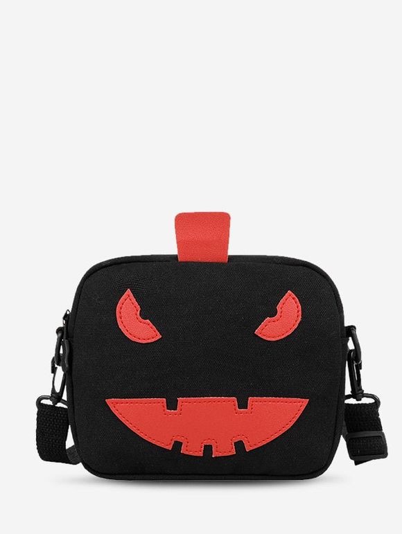 Sac à Bandoulière Citrouille Dessin Animé en Canevas - Noir 