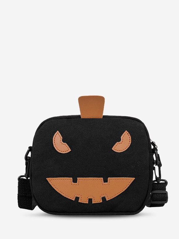 Sac à Bandoulière Citrouille Dessin Animé en Canevas - Brun 