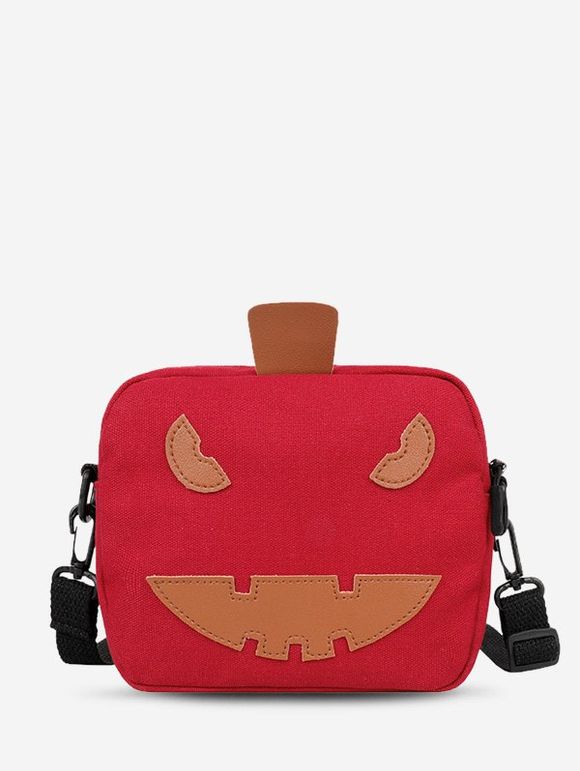 Sac à Bandoulière Citrouille Dessin Animé en Canevas - Rouge 