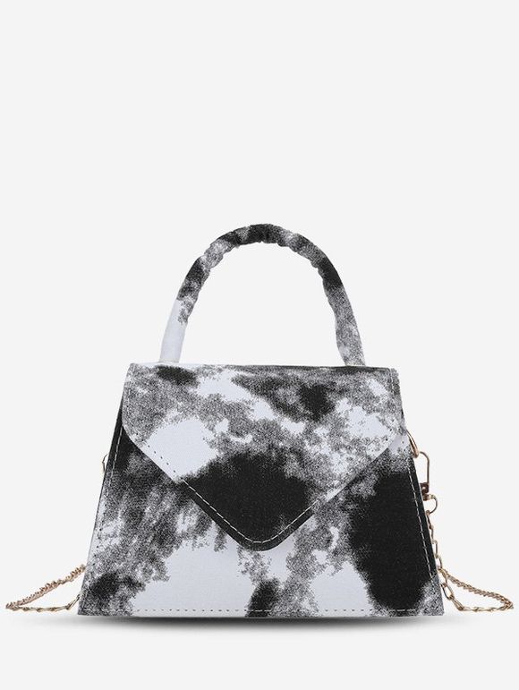 Sac à Main Enveloppé Motif Teinté avec Chaîne - Noir 