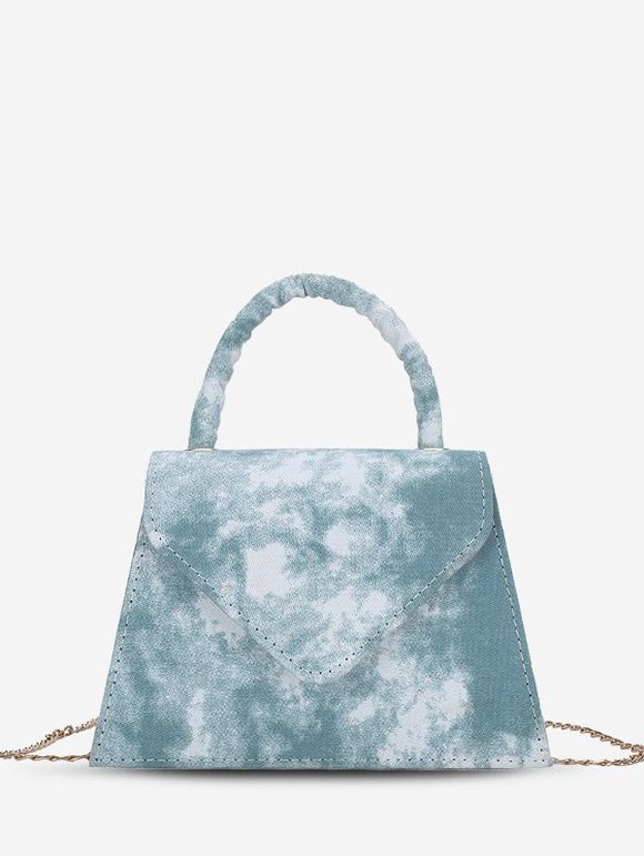 Sac à Main Enveloppé Motif Teinté avec Chaîne - Bleu de Mer 