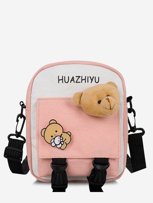 Sac à Bandoulière Animal Dessin Animé en Couleur Contrastée - Rose 