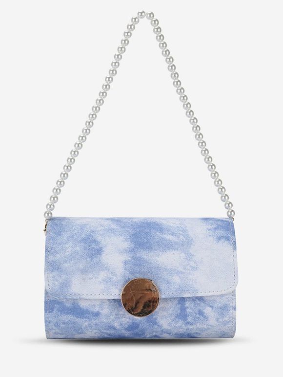 Sac à Bandoulière Tie-Dye Imprimé Fausse Perle - Bleu de Mer 