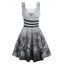 Robe à Imprimé Arbre à Bretelle Bouclée à Œillet - Gris Clair M