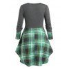 Plus Size Lace Up Plaid Skirted T-shirt - GRAY 1X