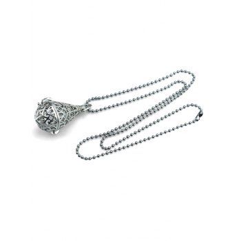 

Water Drop Hollow Out Pendant Locket Necklace, Silver
