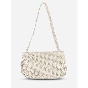 

Straw Weaving Casual Shoulder Bag, Milk white