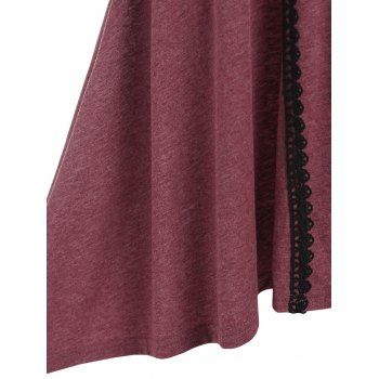 Color Block Lace-up Faux Twinset High-low Dress