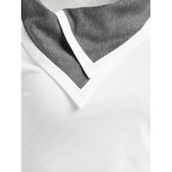 Color Block Mock Button Cinched T-shirt 
