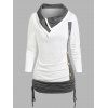 T-shirt Sanglé en Blocs de Couleurs avec Bouton - Blanc M