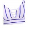 Striped Sun Moon Star Print Cinched O Ring Tankini Swimwear - DEEP BLUE M