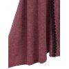 Color Block Lace-up Faux Twinset High-low Dress - DEEP RED XXXL