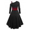 Plaid Print Corset Style Lace-up High Low Dress - BLACK XL