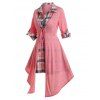 Robe 2 en 1 Nouée Asymétrique à Imprimé Carreaux - Rose clair XXL