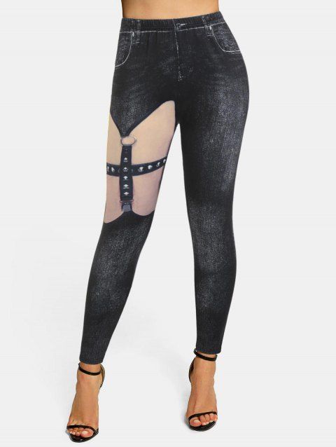 High Waisted O-ring Strap 3D Print Jeggings