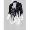 T-shirt à Imprimé Fleur Ombre Style Bohémien Fausse Deux Pièces - Noir XXXL
