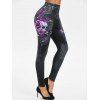 Legging D'Halloween à Imprimé 3D Crâne en Denim - Noir M