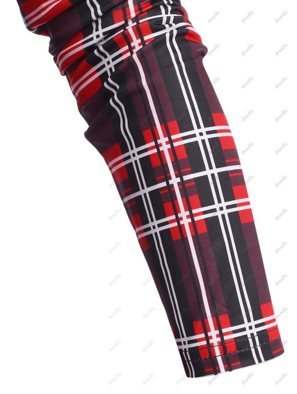 T-shirt Long à Carreaux avec Bouton - Gris M