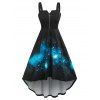 Robe Mi-longue Haute-Bas à Imprimé Galaxie 3D à Bretelle - Bleu 2XL