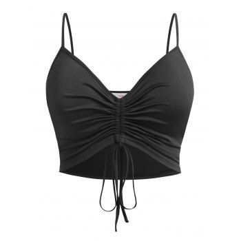 

Plus Size Cinched Crop Cami Top, Black