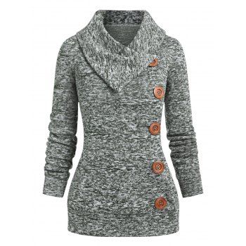 

Space Dye Mock Buttons Knit Top, Deep green