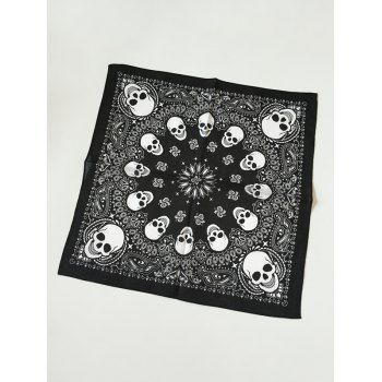 

Skulls Paisley Printed Square Bandana, Black