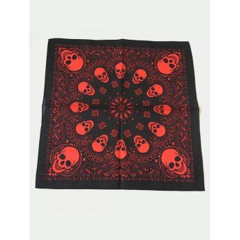 

Skulls Paisley Printed Square Bandana, Red