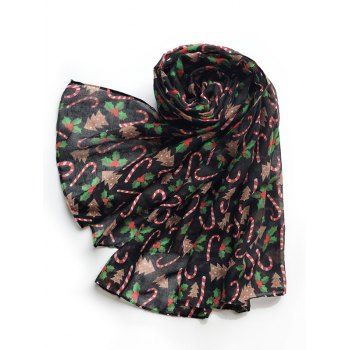 

Christmas Candy Cane Pattern Voile Scarf, Clover green