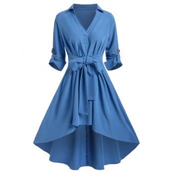 

Tie Knot High Low Skirted Dress, Blue