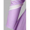 T-shirt Bicolore Coupe Basse de Grande Taille à Manches Raglan - Violet clair 5X