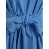 Robe de Jupe Haute Basse Tricotée Nouée - Bleu M
