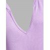 T-shirt Bicolore Coupe Basse de Grande Taille à Manches Raglan - Violet clair L