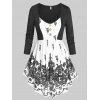 T-shirt Tunique Rétro à Imprimé Fleur de Grande Taille - Noir 3X