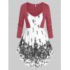 T-shirt Tunique Rétro à Imprimé Fleur de Grande Taille - Rouge 1X