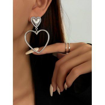 

Heart Shape Hollow Out Drop Earrings, Silver