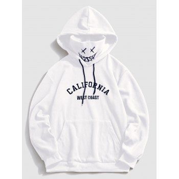 

Letter Graphic Embroidered Fleece Mask Hoodie, White