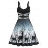 Christmas Party Dress Snowflake Elk Print Sequined Dress - BLACK XXXL