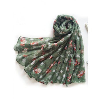 

Santa Claus Christmas Tree Pattern Long Scarf, Avocado green