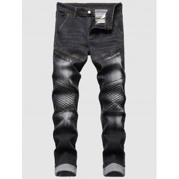 

Thigh Pockets Stitching Jeans, Black