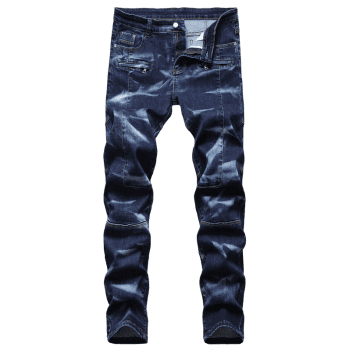 Faded Wash Print Casual Jeans