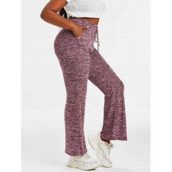 

Plus Size Space Dye Tied High Waist Pants, Deep red