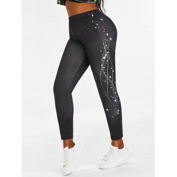 

Plus Size High Rise Galaxy Print Leggings, Black