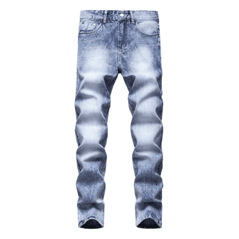 Snow Wash Long Casual Jeans